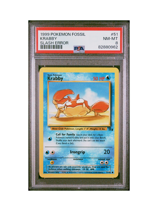 Pokemon Krabby 51 Fossil Slash Error Misprint PSA 8