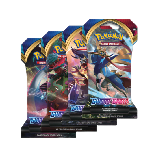 Pokemon TCG Sword and Shield Base Booster Art Set (4x boosters total)