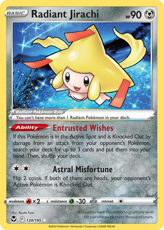 Pokemon Radiant Jirachi 120/195 Radiant Rare Silver Tempest  NM