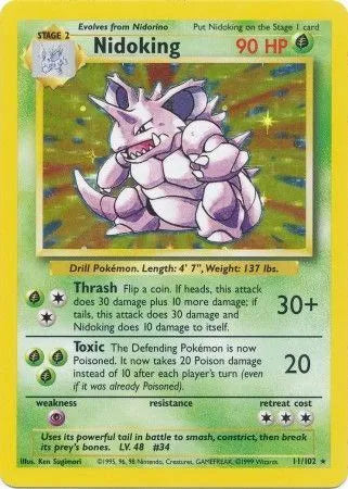 Pokemon Nidoking 11/102 Holo Rare Base Set Unlimited MP