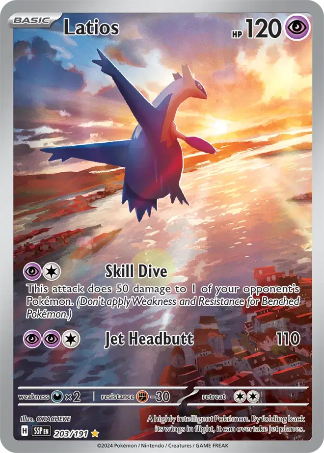 Pokemon Latios 203/191 Illustration Rare (IR) Surging Sparks NM