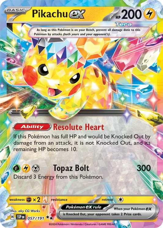 Pokemon Pikachu ex 057/191 Double Rare (RR) Surging Sparks NM