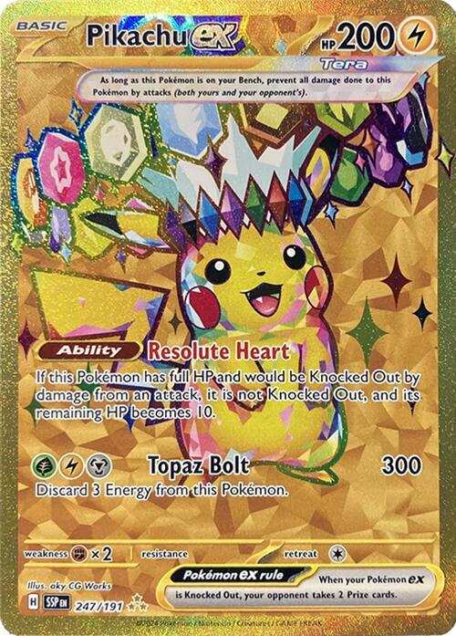 Pokemon Pikachu ex 247/191 Hyper Rare Surging Sparks NM