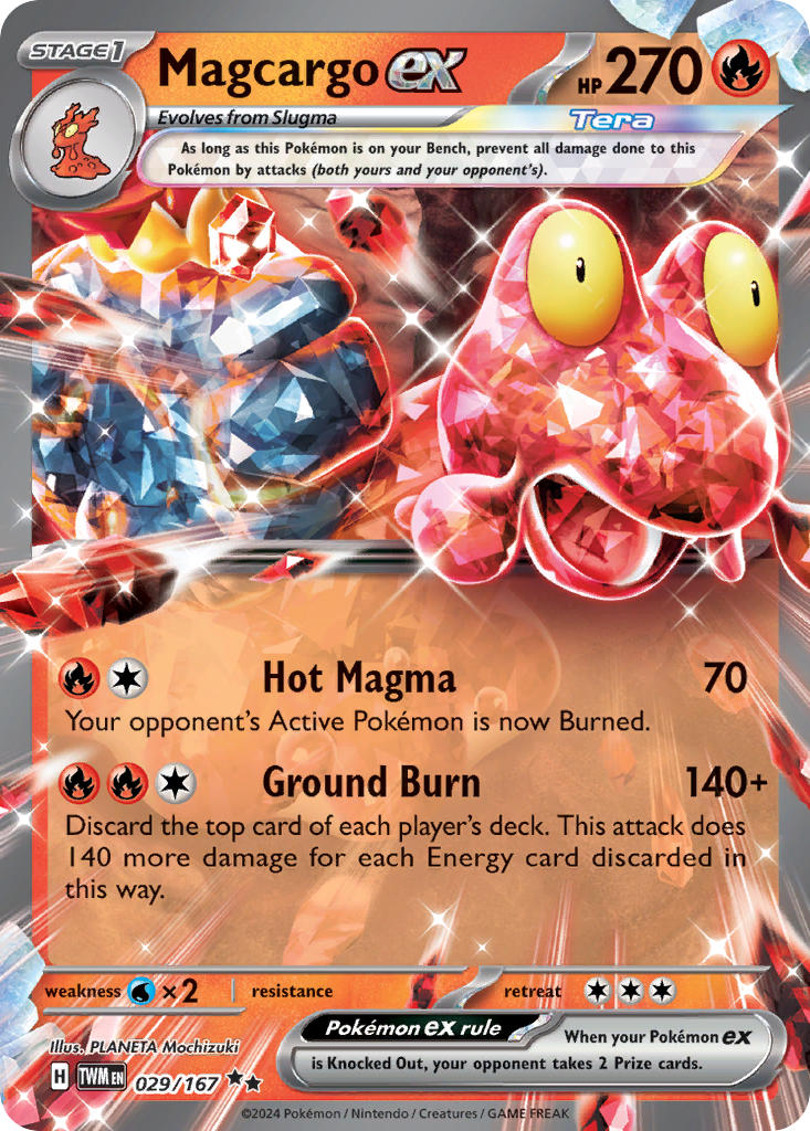 Pokemon Magcargo ex 029/167 Double Rare (RR) Twilight Masquerade  NM