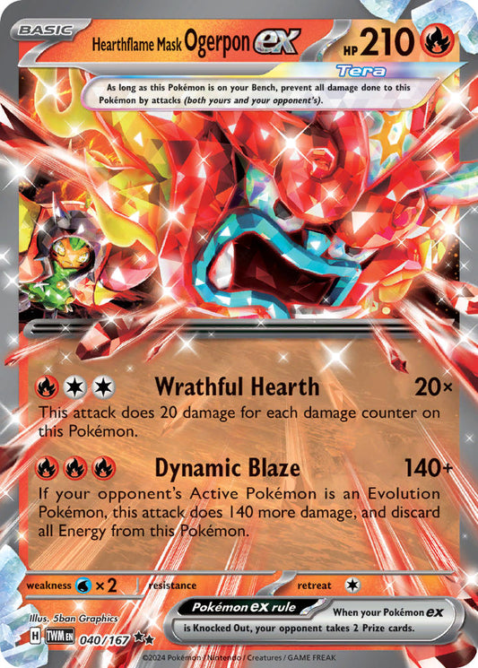 Pokemon Hearthflame Mask Ogerpon ex 040/167 Double Rare TM NM