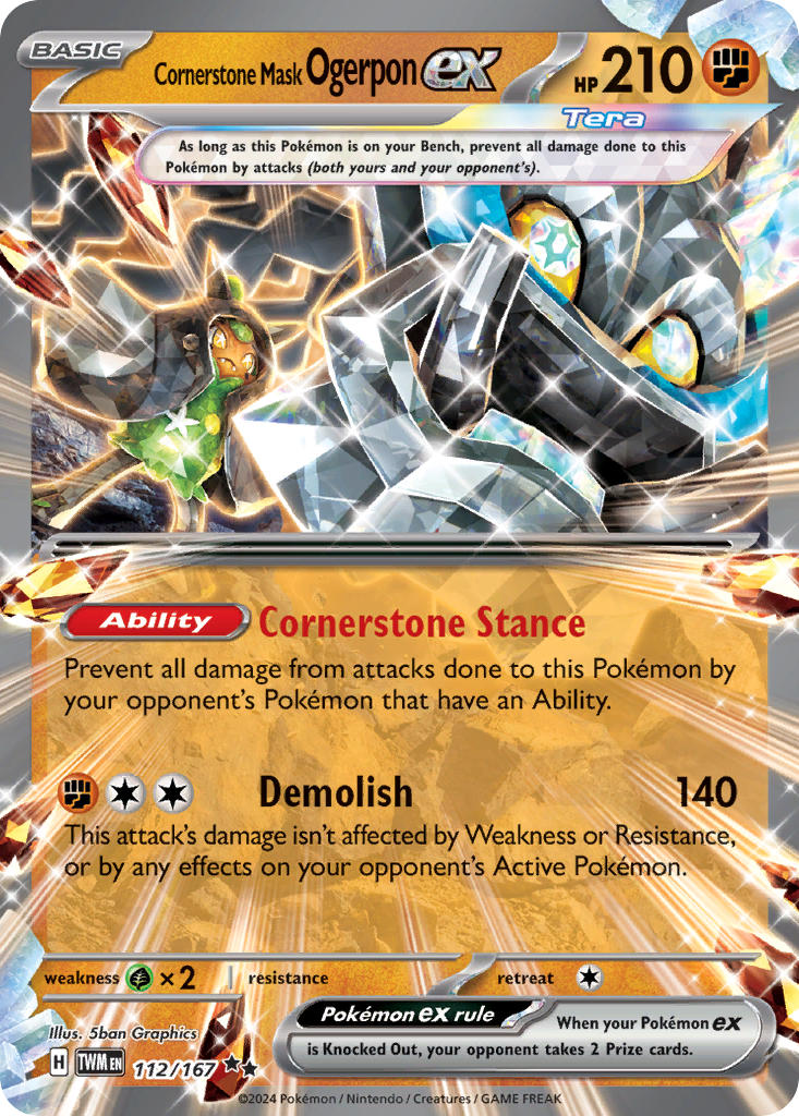 Pokemon Cornerstone Mask Ogerpon ex 112/167 Double Rare TM NM