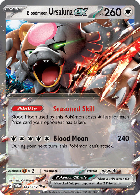 Pokemon Bloodmoon Ursaluna ex 141/167 Double Rare (RR) Twilight Masquerade NM